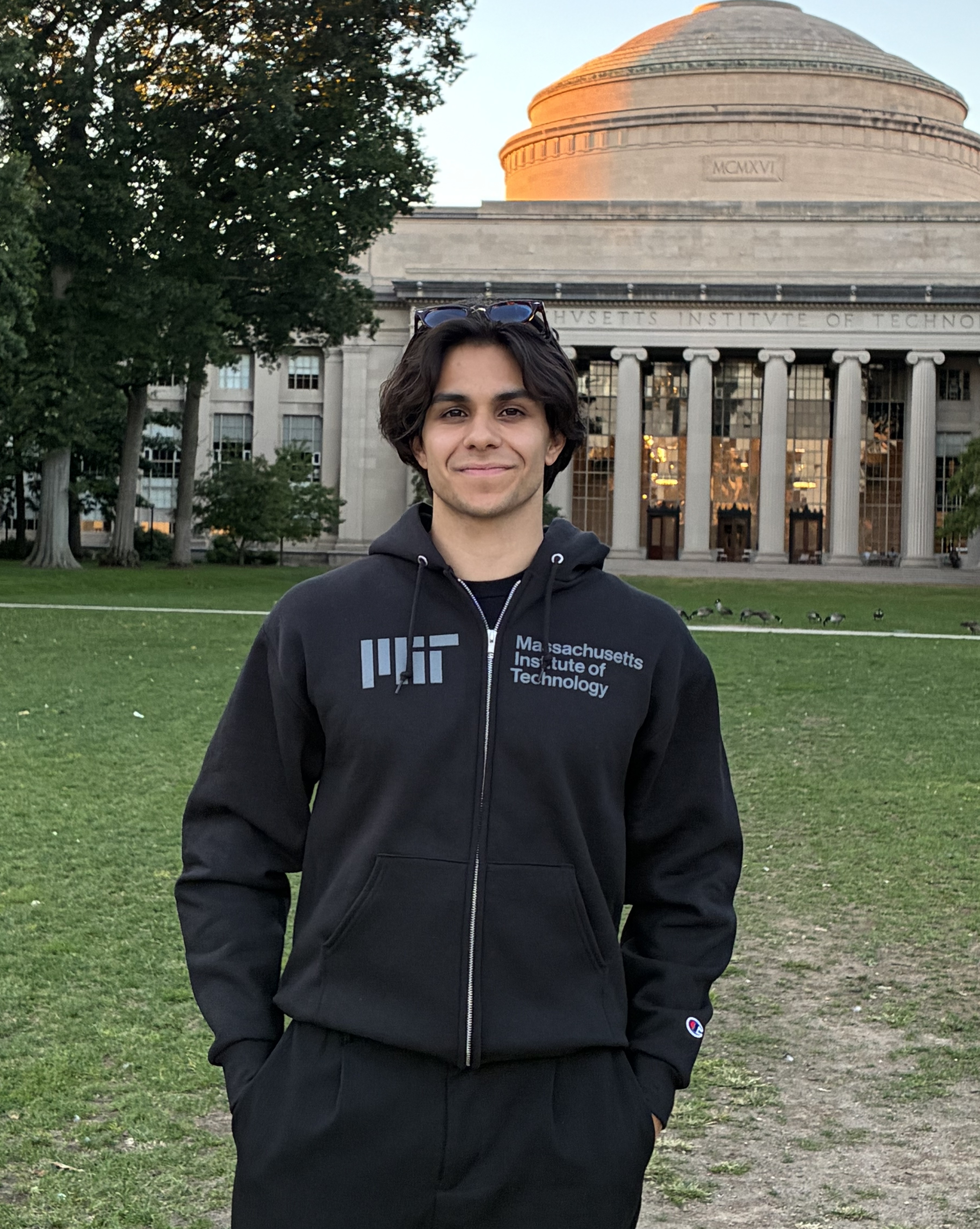 Raphael in front of the Great Dome at MIT